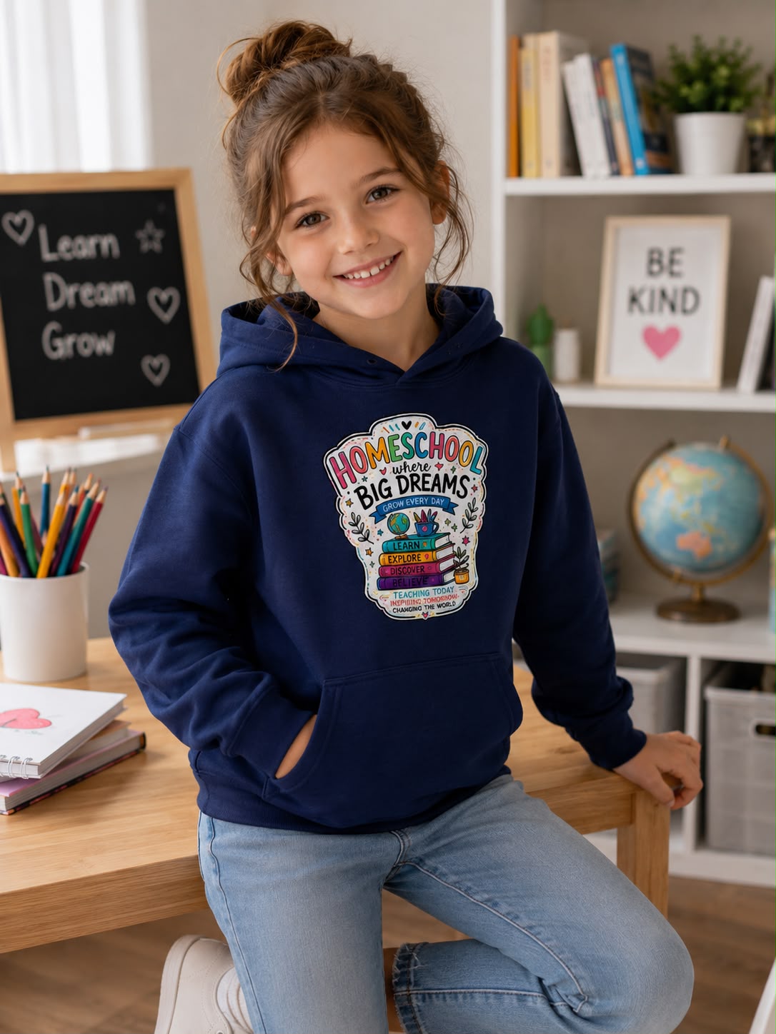 Homeschool Toddler Hoodie | Kids Learn • Dream • Grow