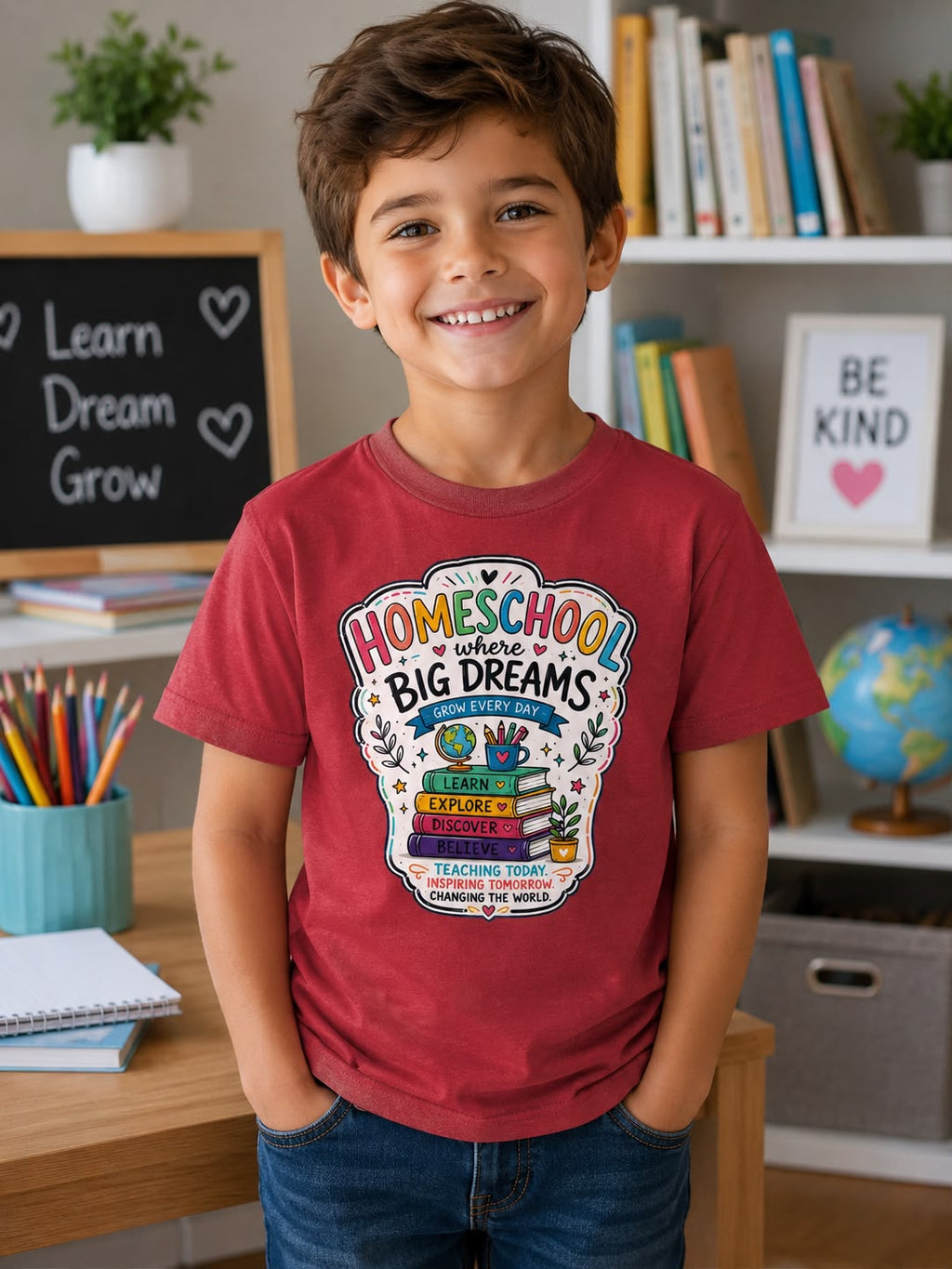 Homeschool Toddler T-Shirt | Big Dreams Learn Grow | Back to School Gift