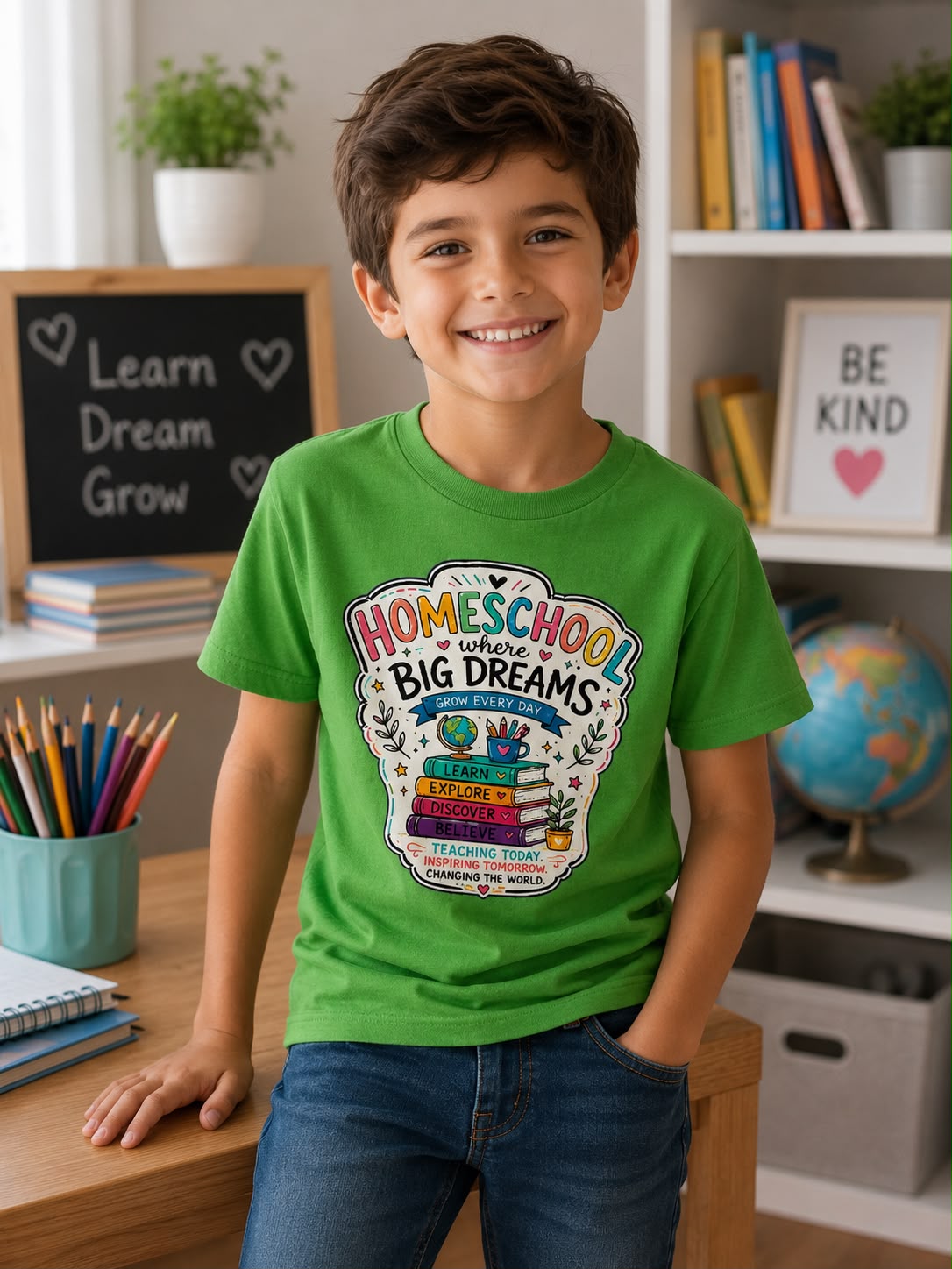 Homeschool Toddler T-Shirt | Big Dreams Learn Grow | Back to School Gift