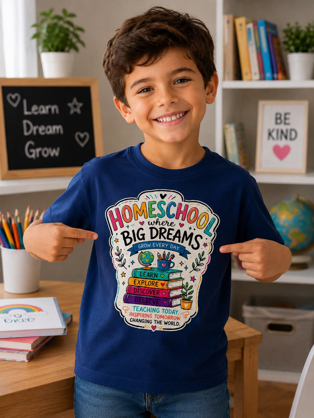 Homeschool Toddler T-Shirt | Big Dreams Learn Grow | Back to School Gift