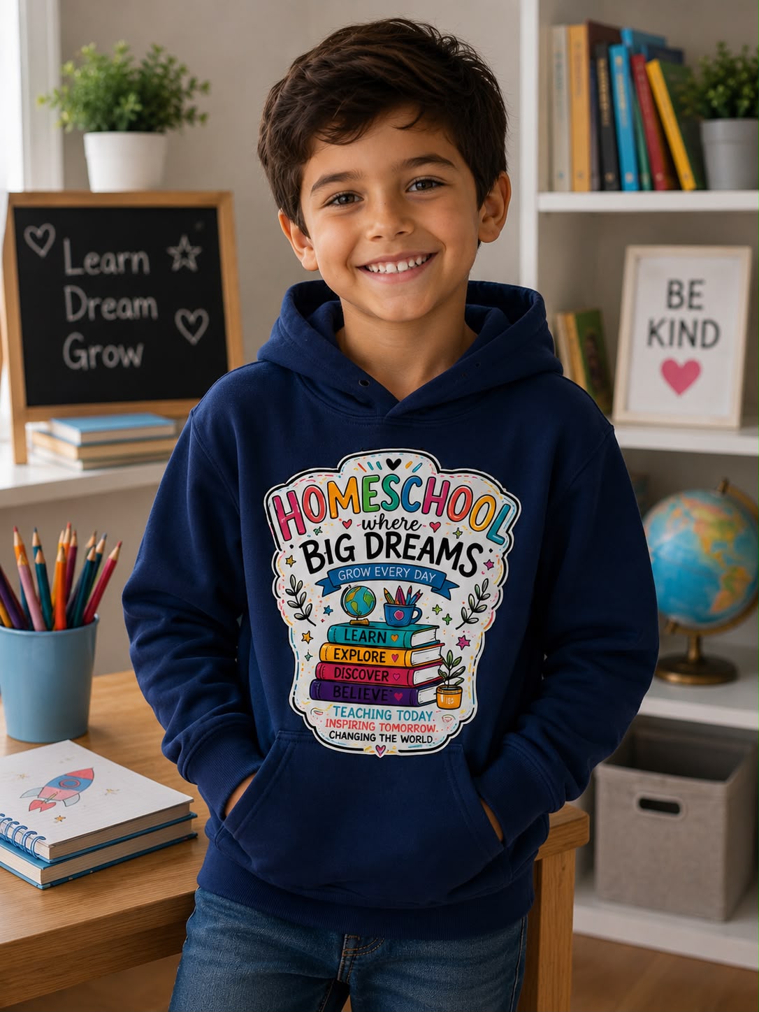 Homeschool Toddler Hoodie | Kids Learn • Dream • Grow