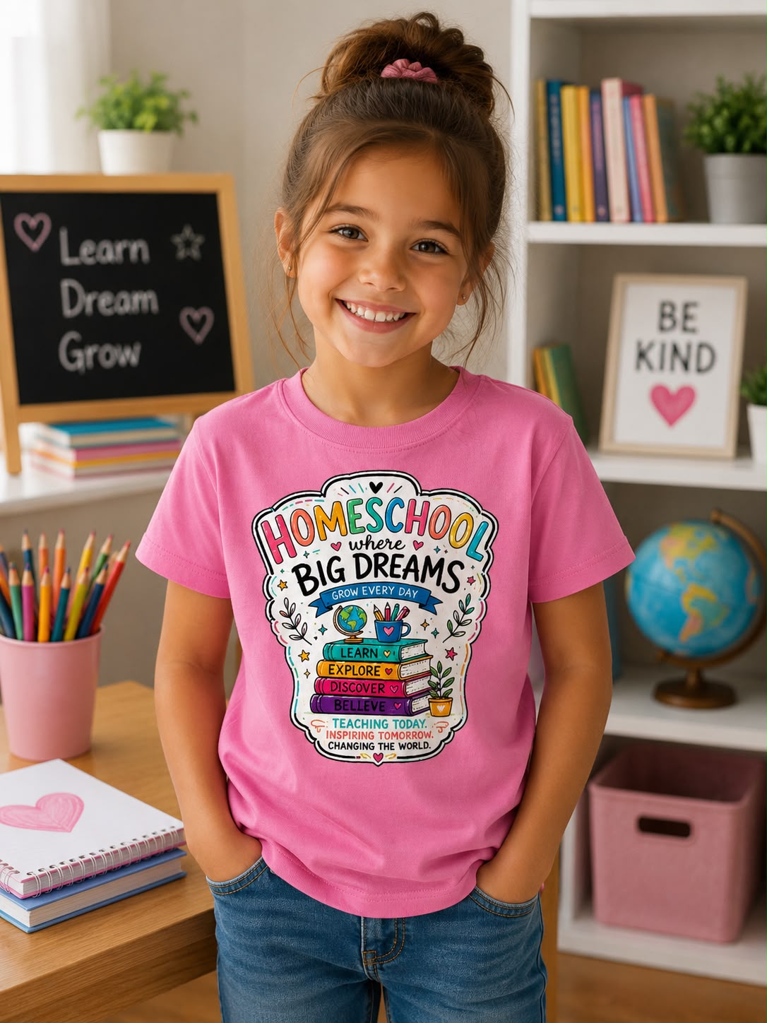 Homeschool Toddler T-Shirt | Big Dreams Learn Grow | Back to School Gift