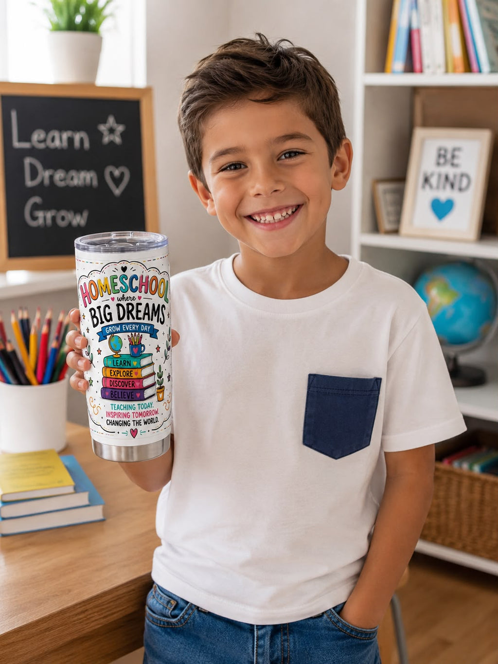 Homeschool Big Dreams 20oz Stainless Steel Tumbler | Insulated Travel Mug | Gift for Homeschool Families