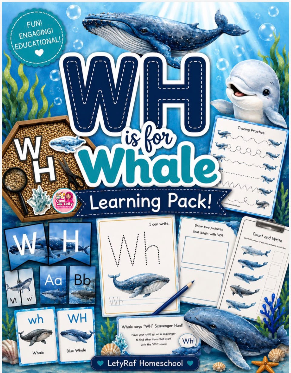 WH Whale Learning Pack | Printable Phonics Worksheets
